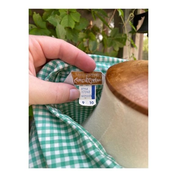 1960s Gingham Shirt Ruffles Western Cottagecore - Picture 11 of 13